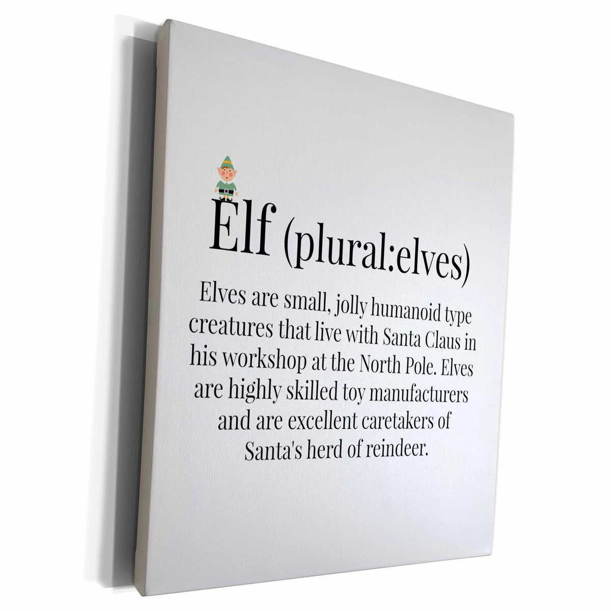 3dRose BrooklynMeme Christmas - Funny Elf definition - Museum Grade Canvas Wrap (cw_224253)