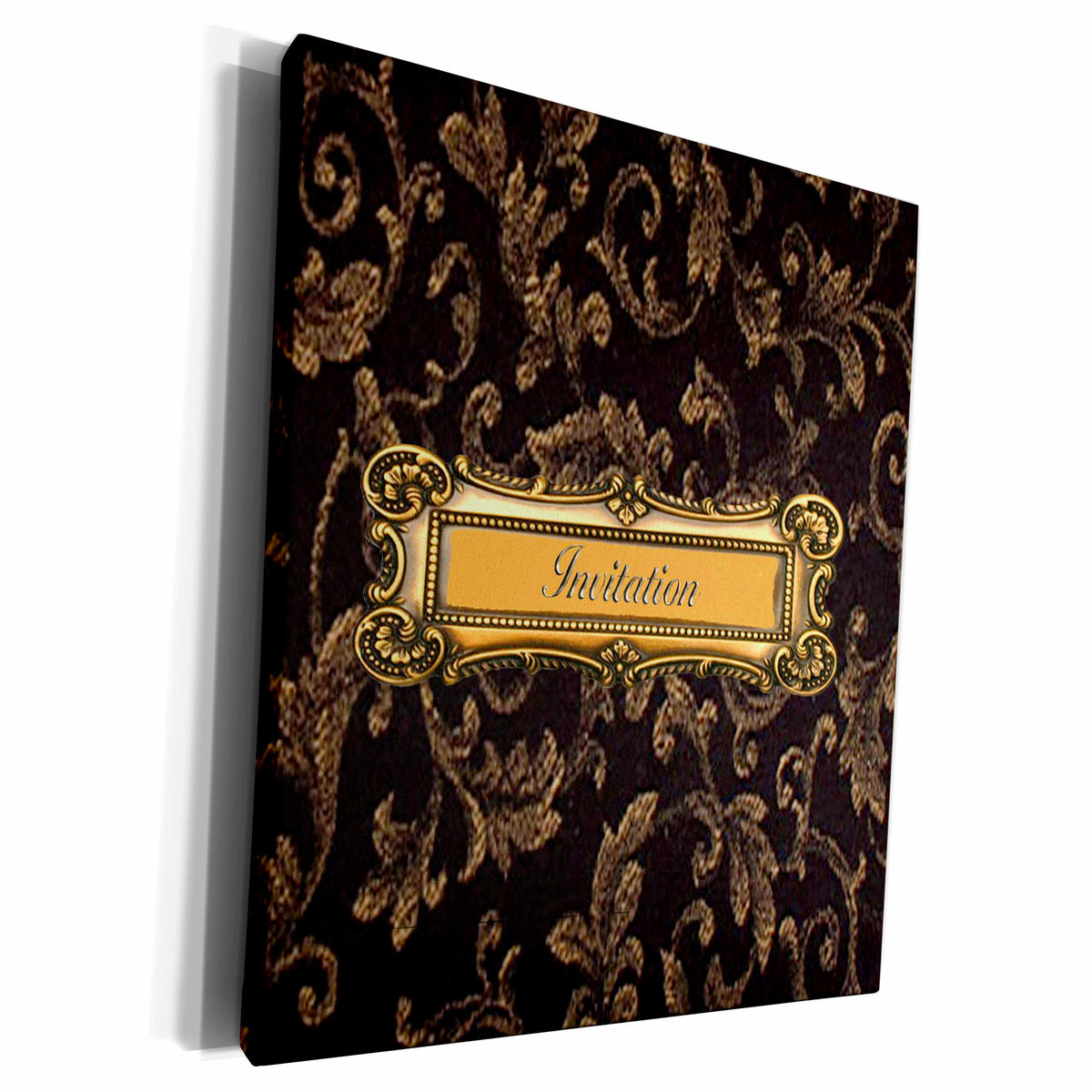 3dRose Gold Leaves on Dark Brown - Museum Grade Canvas Wrap (cw_22428)