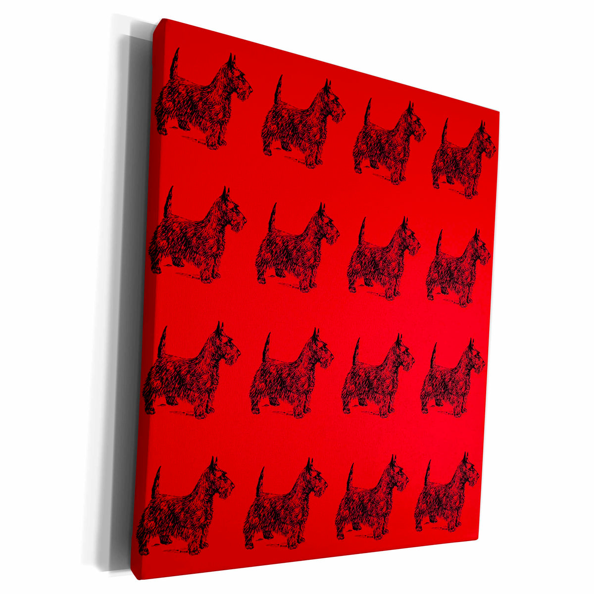 3dRose Pattern. Scottish Terrier. Red and black. - Museum Grade Canvas Wrap (cw_224415)