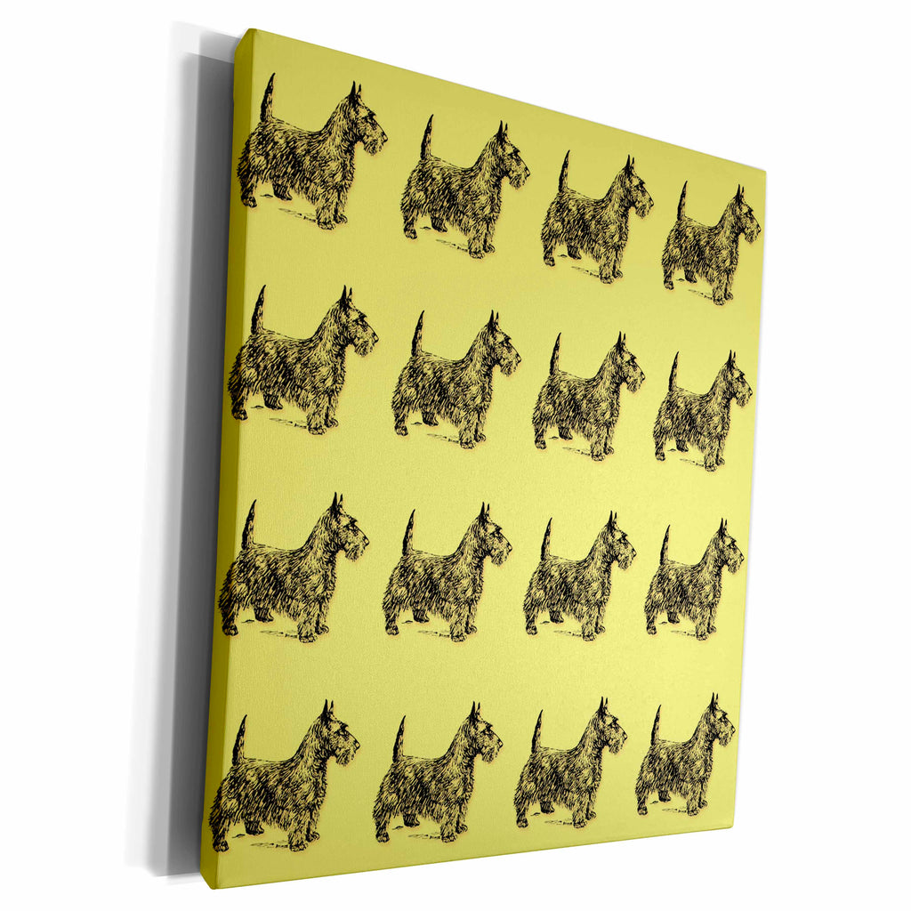 3dRose Pattern. Scottish Terrier. Yellow and black. - Museum Grade Canvas Wrap (cw_224417)