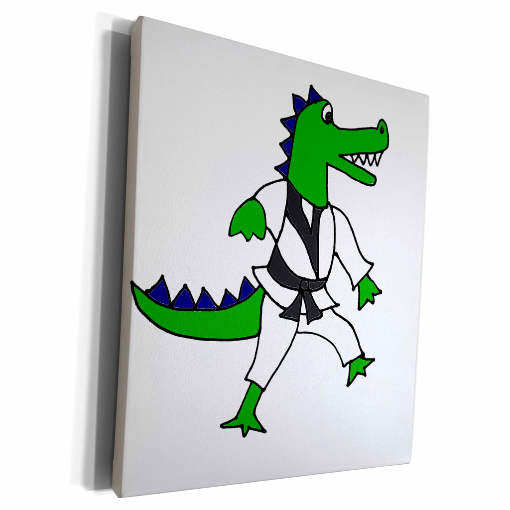 3dRose Funny Alligator doing Karate Original Art - Museum Grade Canvas Wrap (cw_224792)