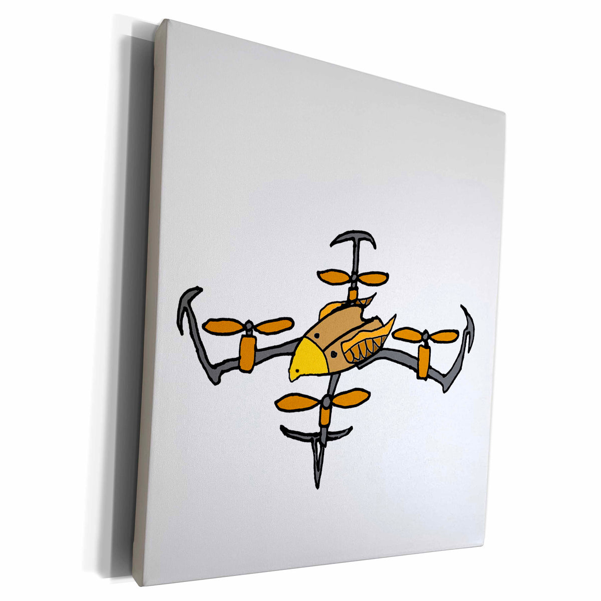 3dRose Funny Eagle Bird Flying Drone Art - Museum Grade Canvas Wrap (cw_224795)