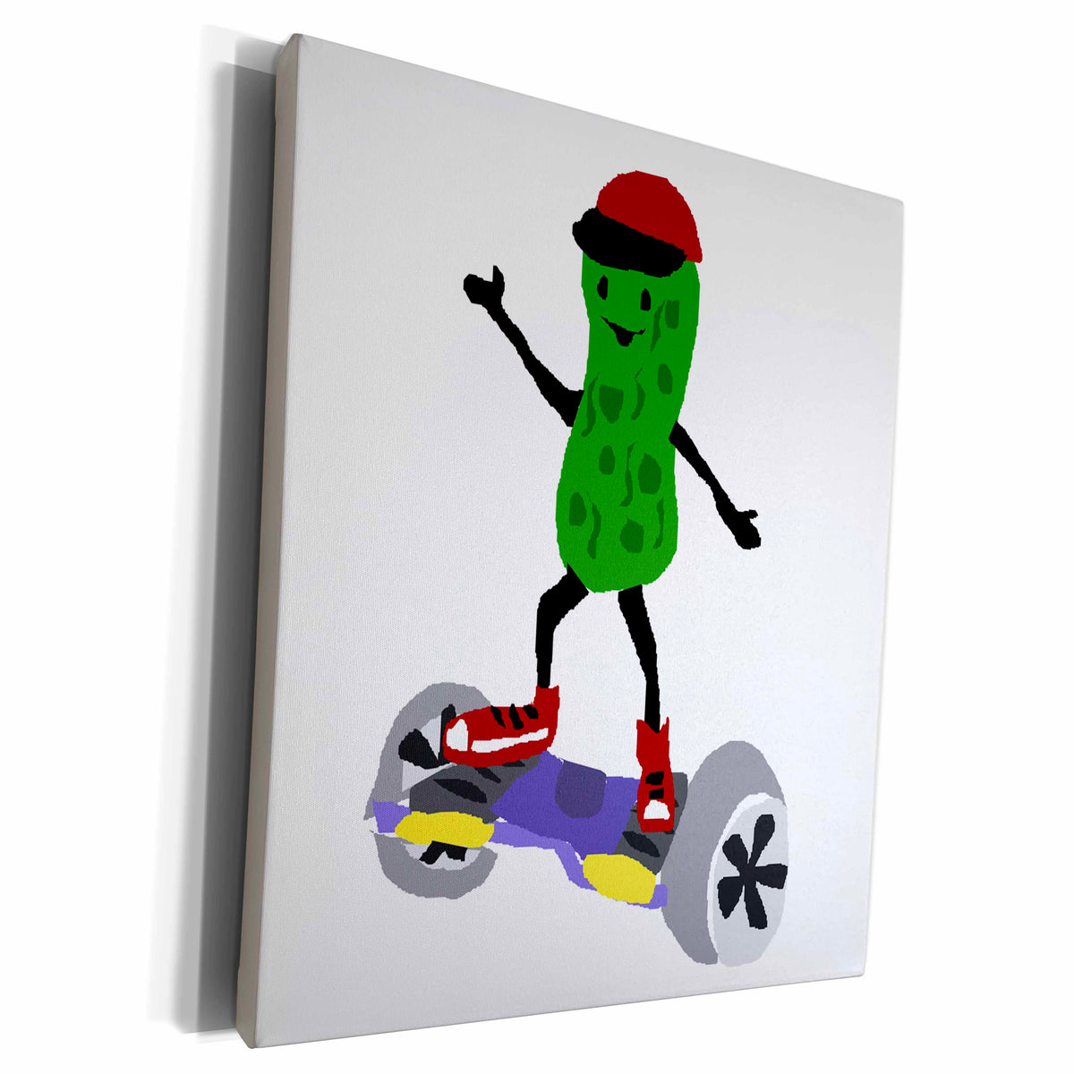 3dRose Funny Pickle using Motorized Skateboard Art - Museum Grade Canvas Wrap (cw_224796)