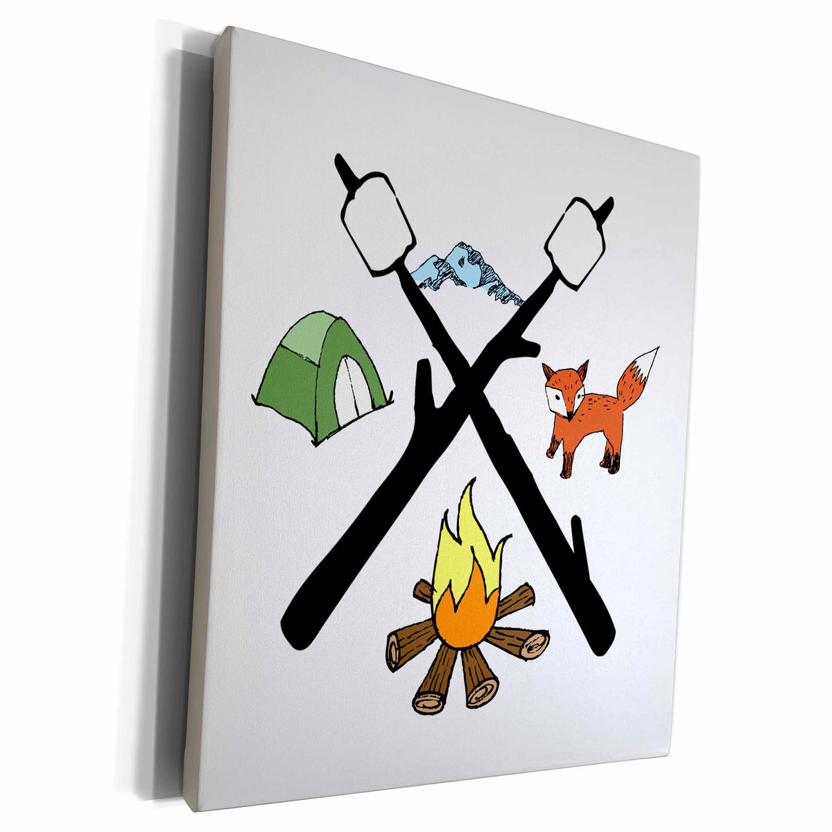 3dRose TNMGraphics Camping - Camp Fire Tent Fox Marshmallows - Museum Grade Canvas Wrap (cw_224833)