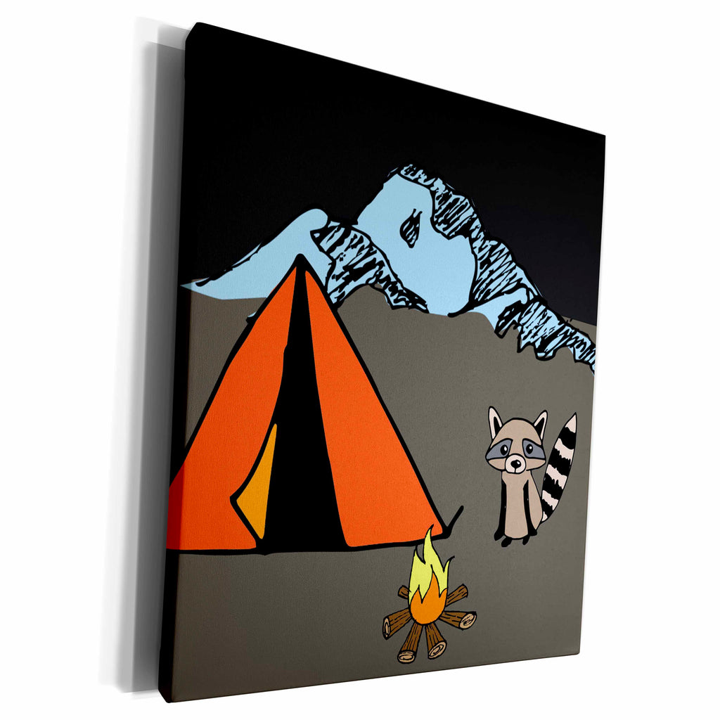 3dRose TNMGraphics Camping - Camping with a Raccoon - Museum Grade Canvas Wrap (cw_224835)