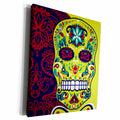 3dRose Green Sugar Skull With Purple Reflection - Museum Grade Canvas Wrap (cw_224847)