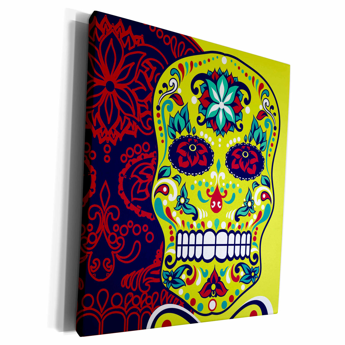 3dRose Green Sugar Skull With Purple Reflection - Museum Grade Canvas Wrap (cw_224847)