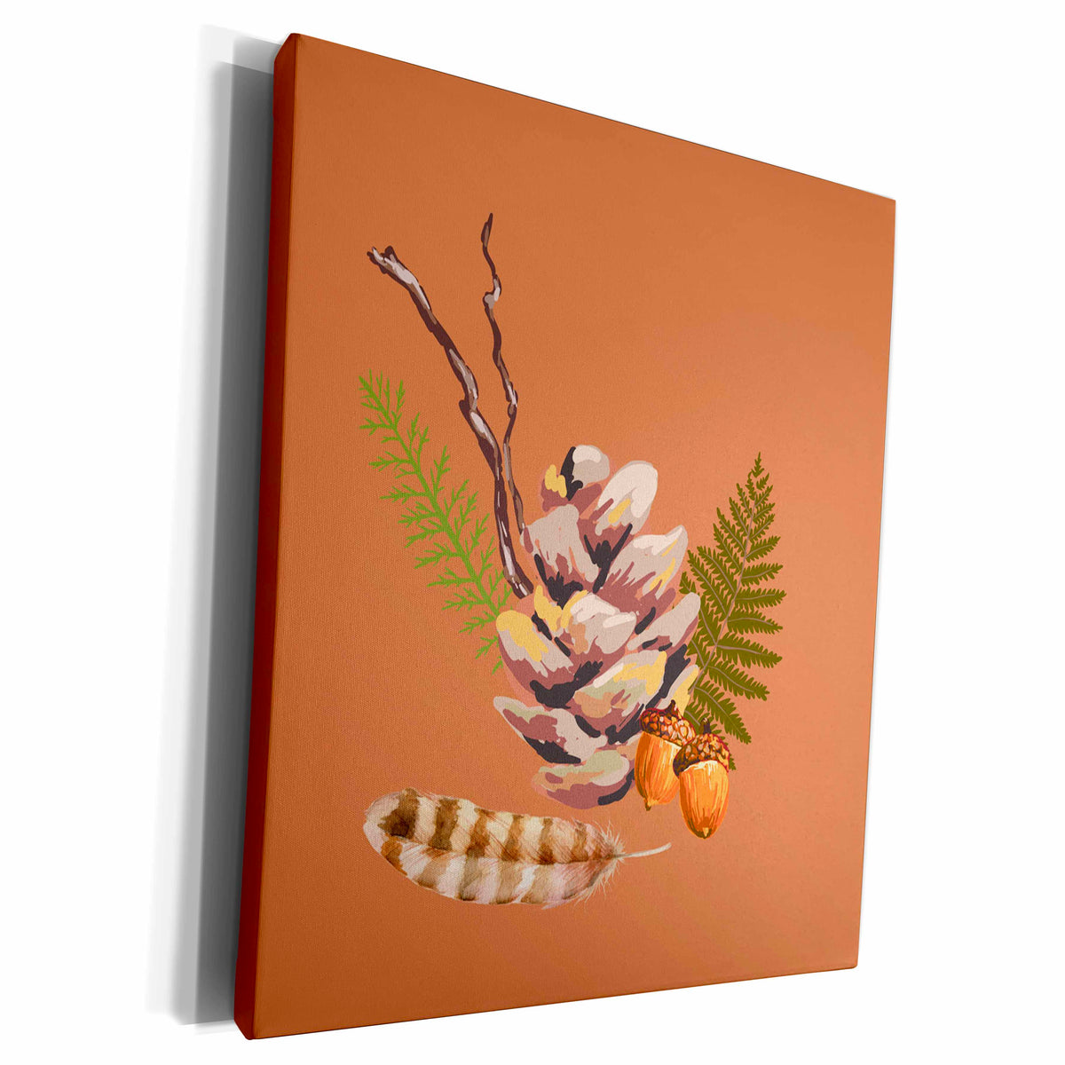 3dRose TNMGraphics Autumn - Pine Cone and Acorns - Museum Grade Canvas Wrap (cw_224854)