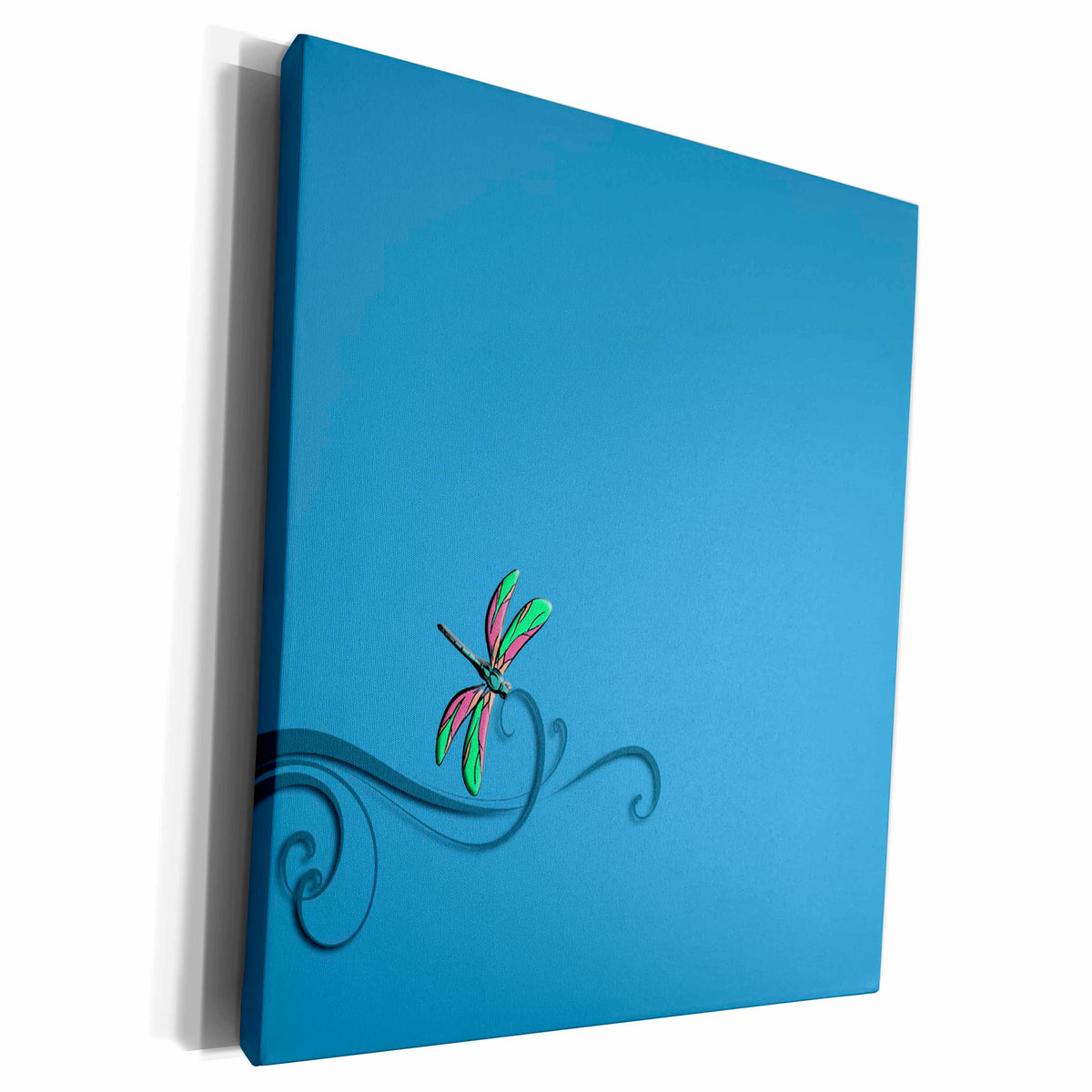 3dRose Blue Elegant Dragonfly on Vine - Museum Grade Canvas Wrap (cw_22494)