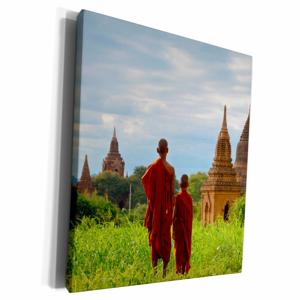 3dRose Monks with ancient temples and pagodas, Bagan,... - Museum Grade Canvas Wrap (cw_225436)