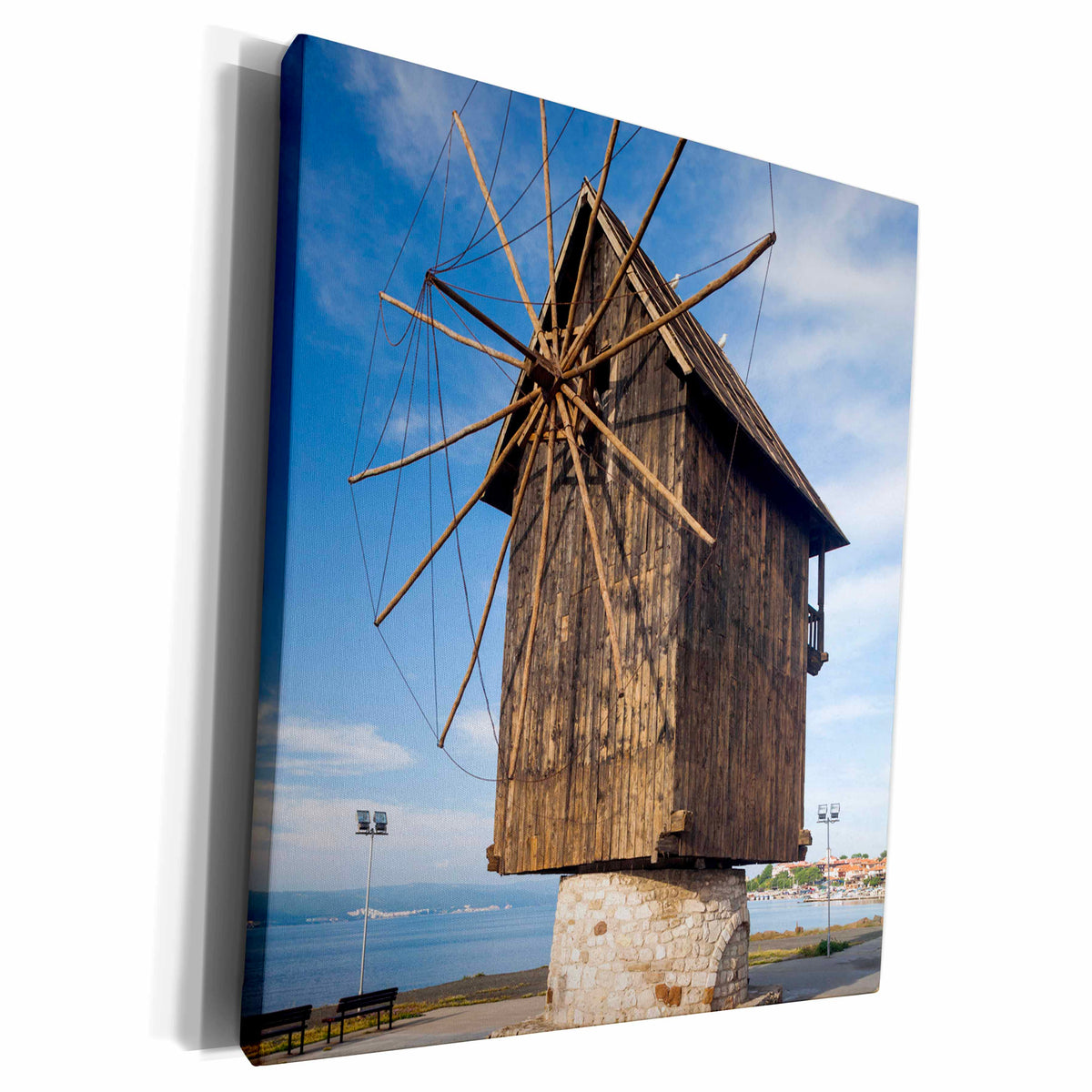 3dRose Bulgaria, Black Sea, Nesebar, old windmill on the... - Museum Grade Canvas Wrap (cw_227069)