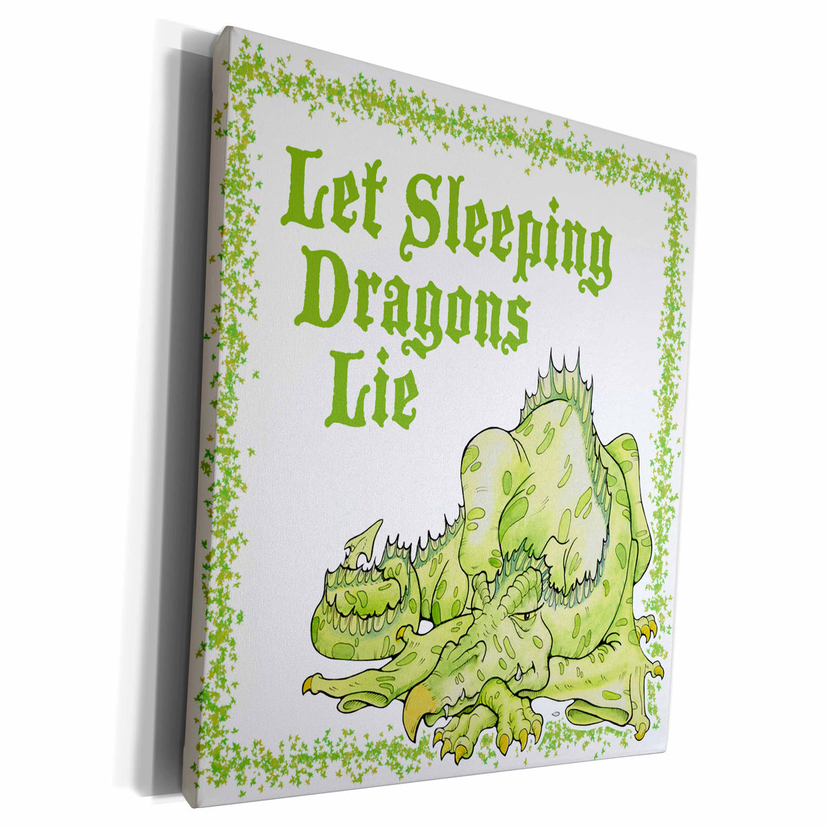 3dRose Dragon with Let Sleeping Dragons Lie - Museum Grade Canvas Wrap (cw_22855)