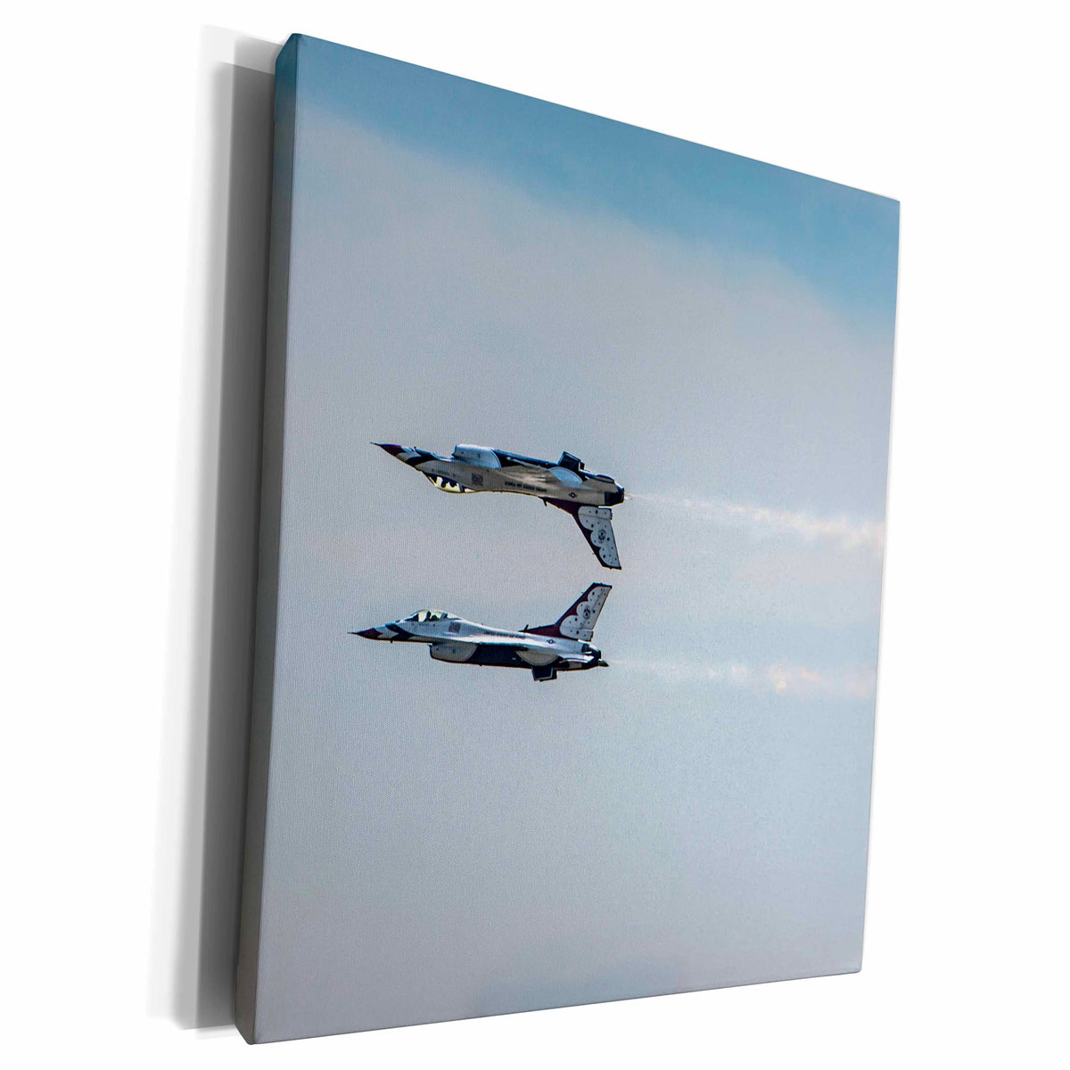 3dRose Two Thunderbird jets mirroring, one upside down - Museum Grade Canvas Wrap (cw_230546)