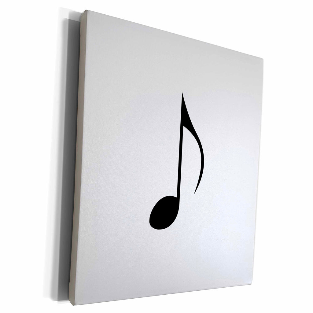 3dRose Eighth note Music note - black and white single... - Museum Grade Canvas Wrap (cw_232069)