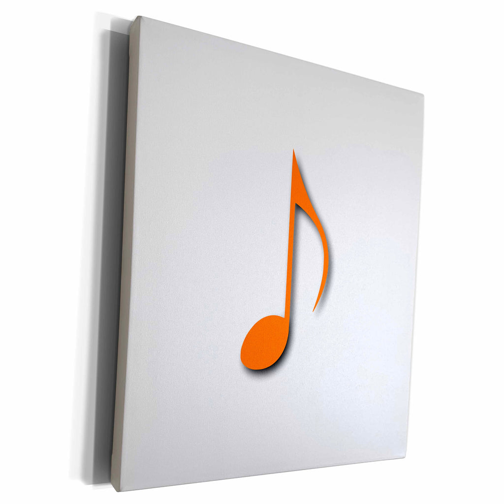 3dRose Orange Eighth note Music note on white - single... - Museum Grade Canvas Wrap (cw_232077)