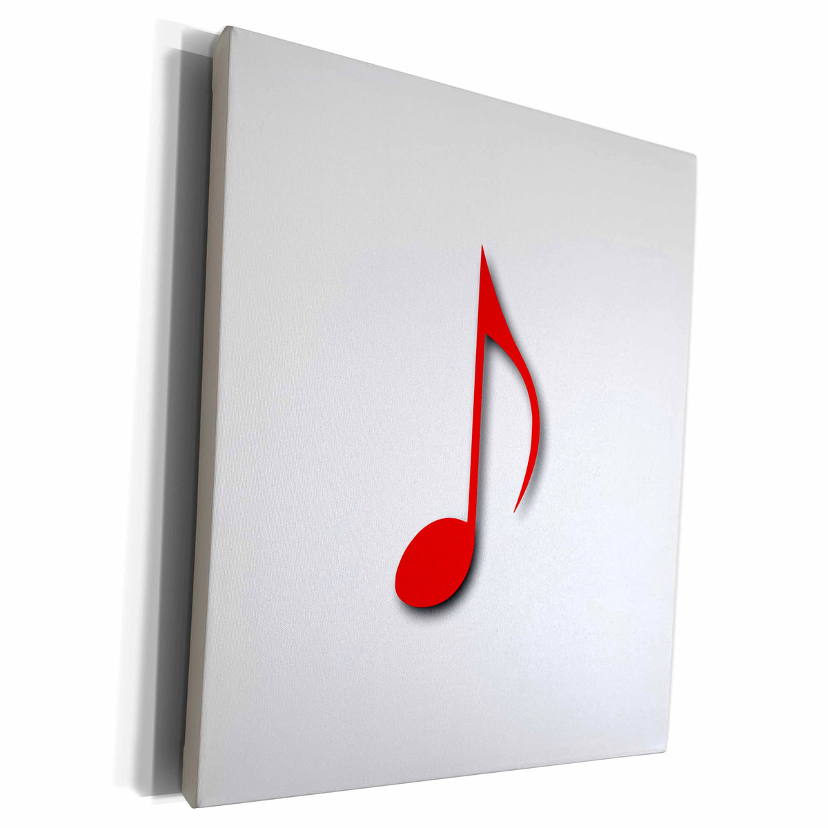 3dRose Red Eighth note Music note on white. Single bright... - Museum Grade Canvas Wrap (cw_232082)