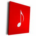 3dRose Red Eighth note Music note. One single white bold... - Museum Grade Canvas Wrap (cw_232087)