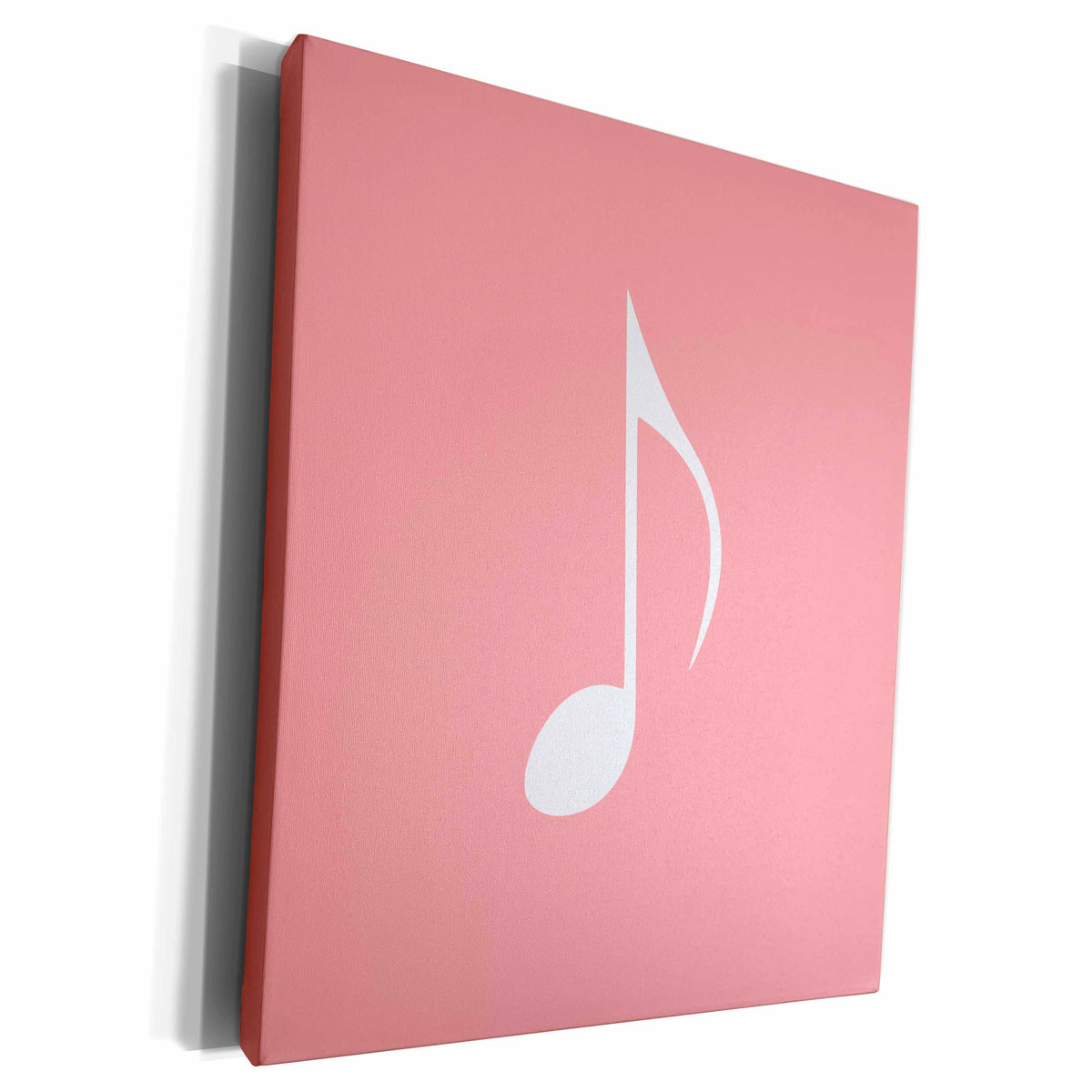 3dRose Coral Pink Eighth note Music note - one single white... - Museum Grade Canvas Wrap (cw_232091)