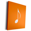 3dRose Orange Eighth note Music note - one single white bold... - Museum Grade Canvas Wrap (cw_232092)