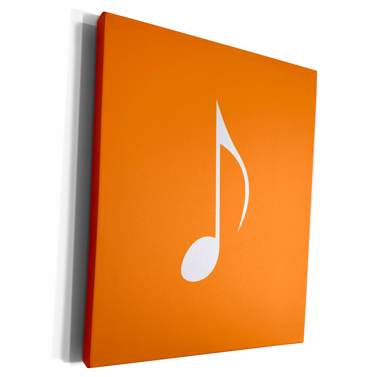 3dRose Orange Eighth note Music note - one single white bold... - Museum Grade Canvas Wrap (cw_232092)