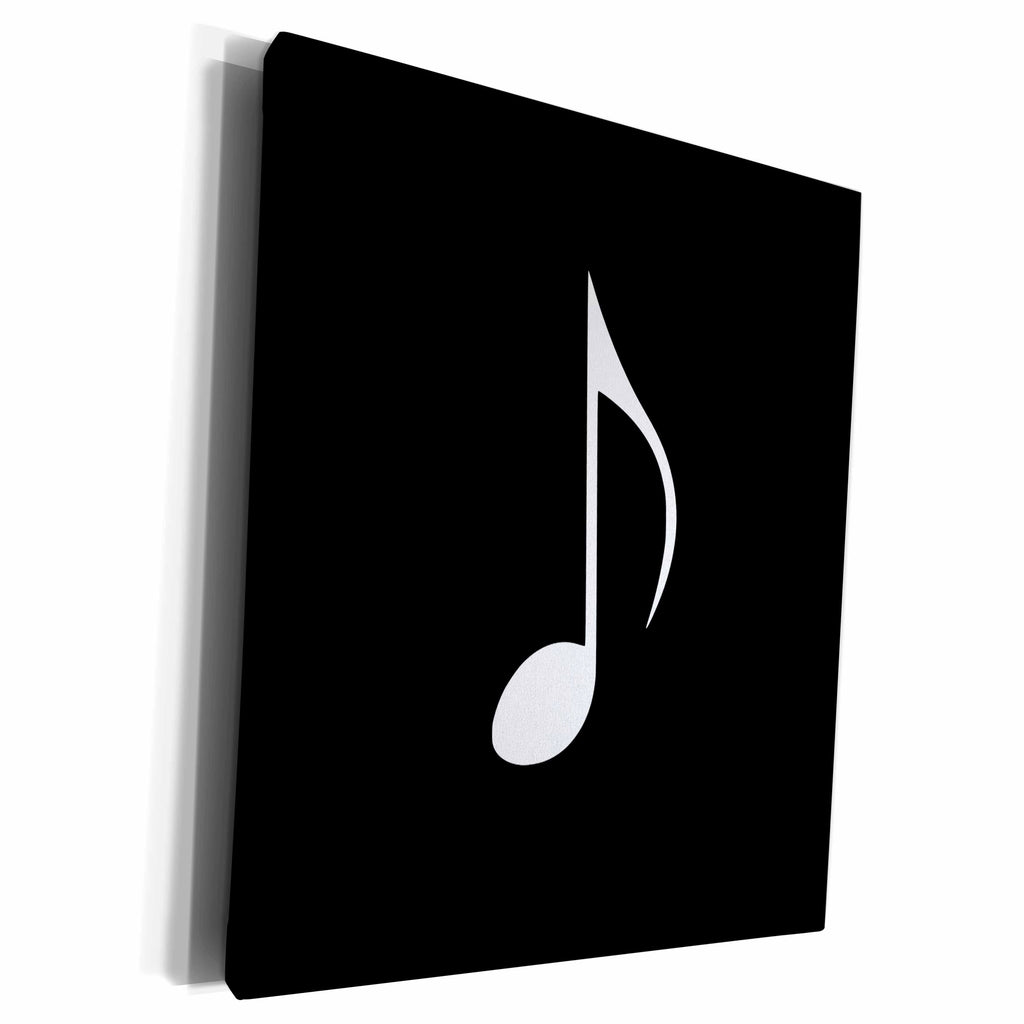 3dRose White Eighth Note Music Note on black. One single... - Museum Grade Canvas Wrap (cw_232101)