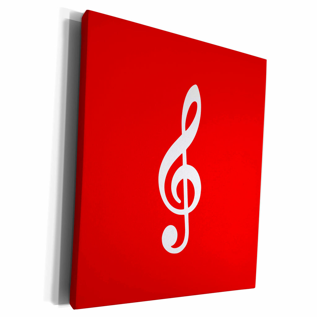 3dRose Red Treble Clef Music Notation - G clef musical note... - Museum Grade Canvas Wrap (cw_232117)