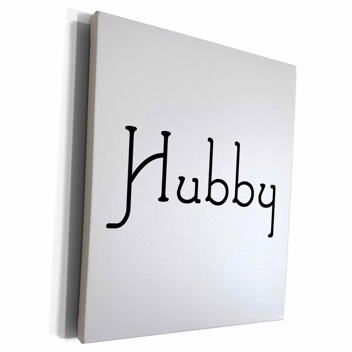 3dRose Hubby text in black half of mr and mrs set - fun... - Museum Grade Canvas Wrap (cw_232491)