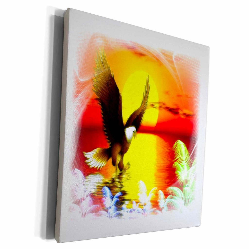 3dRose SmudgeArt Art Designs - Eagle Sunset - Museum Grade Canvas Wrap (cw_23393)