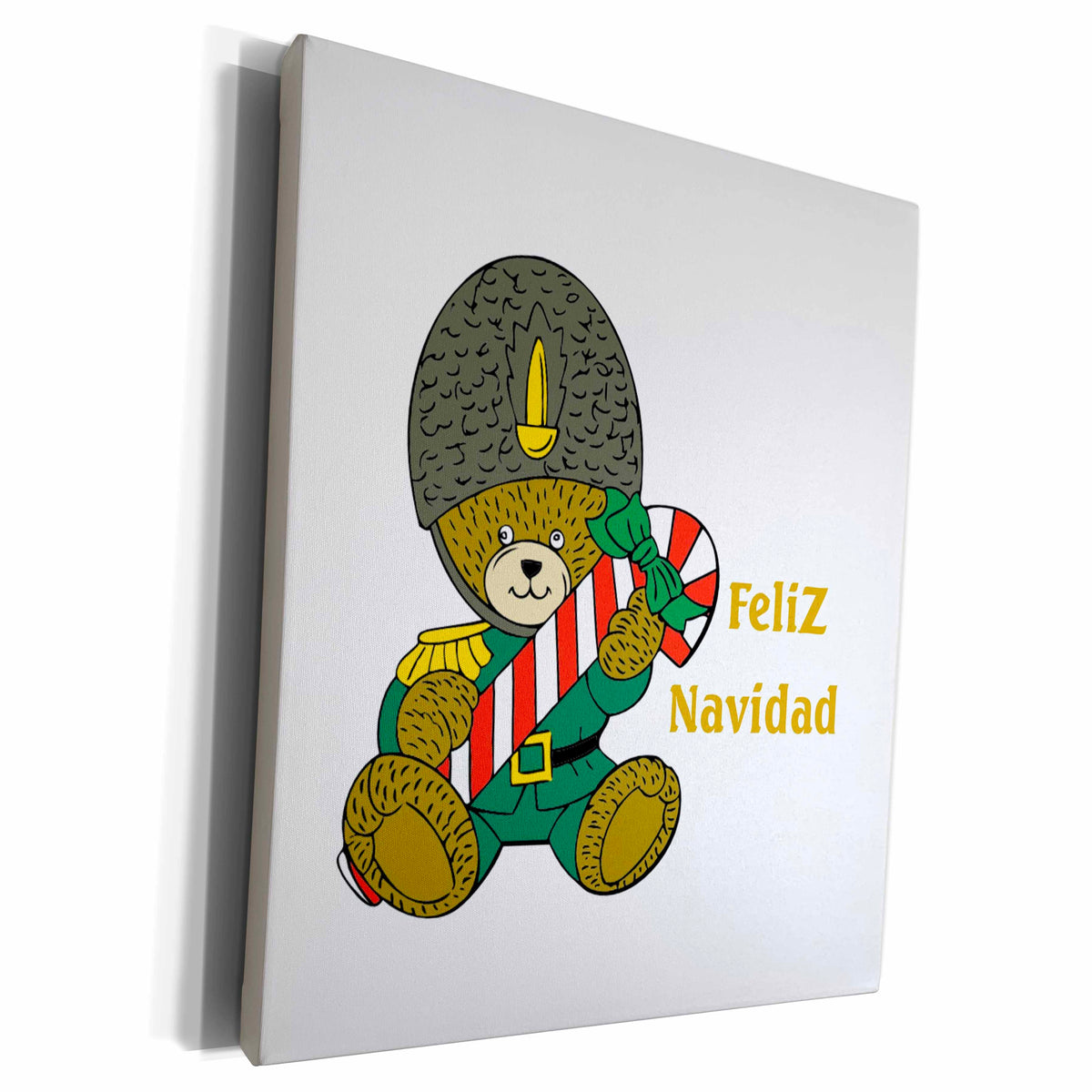3dRose Image of Feliz Navidad With Cute Teddy Bear - Museum Grade Canvas Wrap (cw_234672)