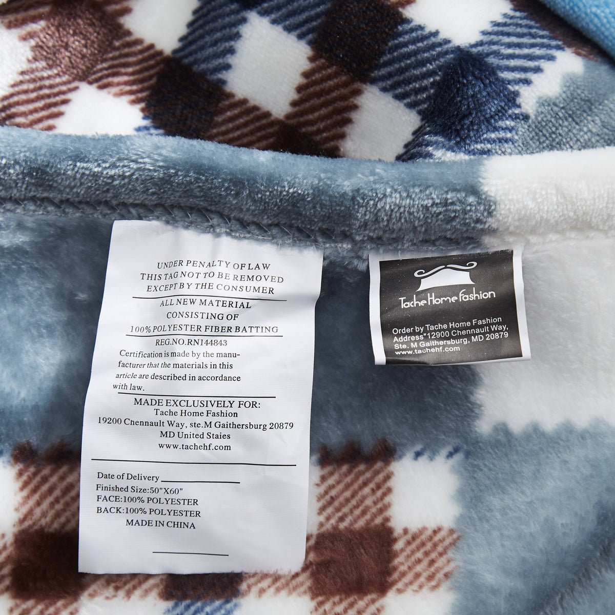 Tache Blue Lake Farmhouse Super Soft Plaid Patchwork Throw Blanket (4024)