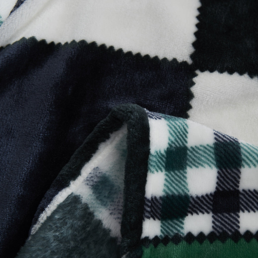 Tache Forest Green Plaid Flannel Throw Blanket (4023)
