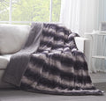 Tache Luxury Black Striped Faux Fur Throw Blanket (DY06)