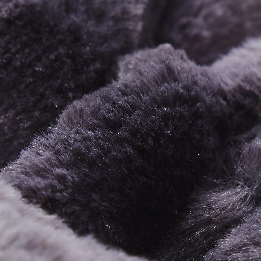 Tache Luxury Black Striped Faux Fur Throw Blanket (DY06)