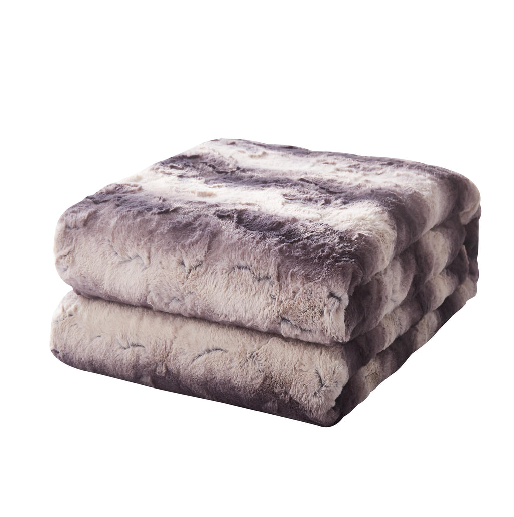 Tache Luxury Black Striped Faux Fur Throw Blanket (DY06)