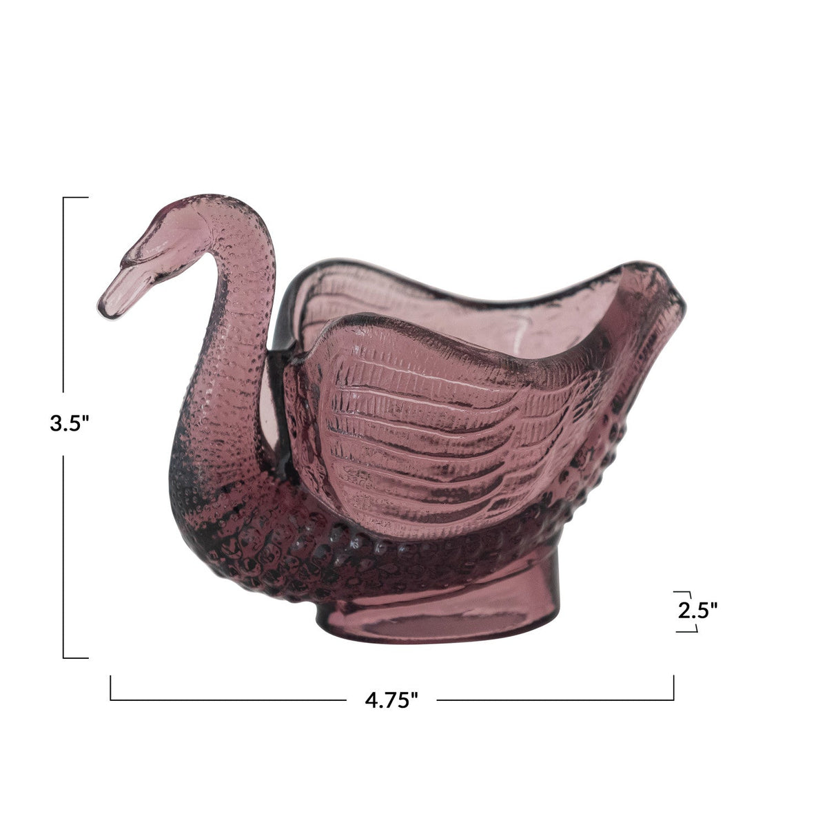 Purple Recycled Glass Swan Toothpick & Spoon Dish