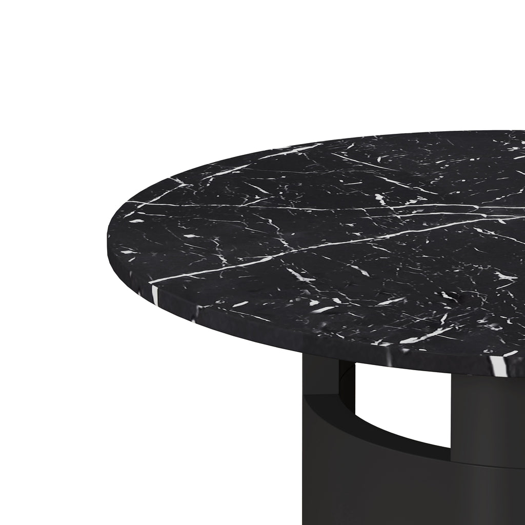 42.12"Modern Round Dining Table with Printed Black Marble Table Top for Dining Room