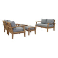 Marina 5 Piece Outdoor Patio Teak Set by Modway - Natural Gray / Natural Navy / Natural White (EEI-1472)