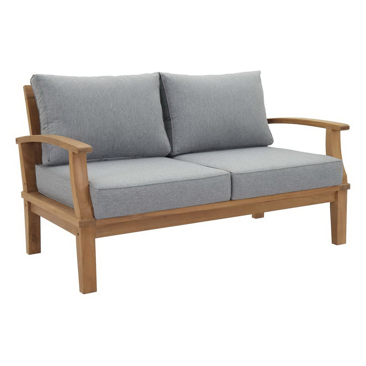Marina 5 Piece Outdoor Patio Teak Set by Modway - Natural Gray / Natural Navy / Natural White (EEI-1472)