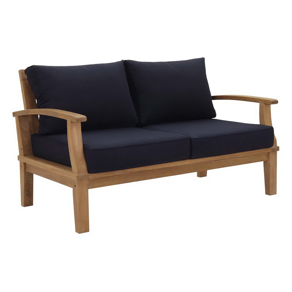 Marina 5 Piece Outdoor Patio Teak Set by Modway - Natural Gray / Natural Navy / Natural White (EEI-1472)