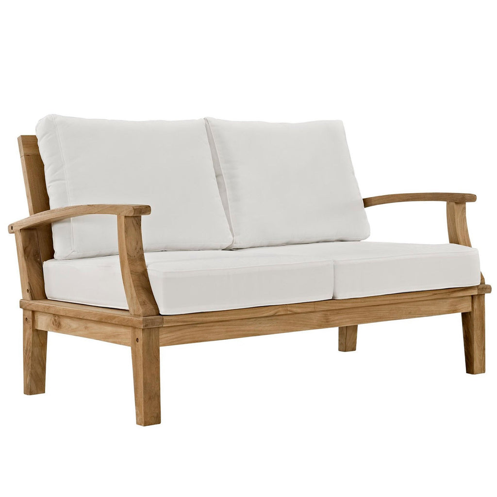 Marina 5 Piece Outdoor Patio Teak Set by Modway - Natural Gray / Natural Navy / Natural White (EEI-1472)