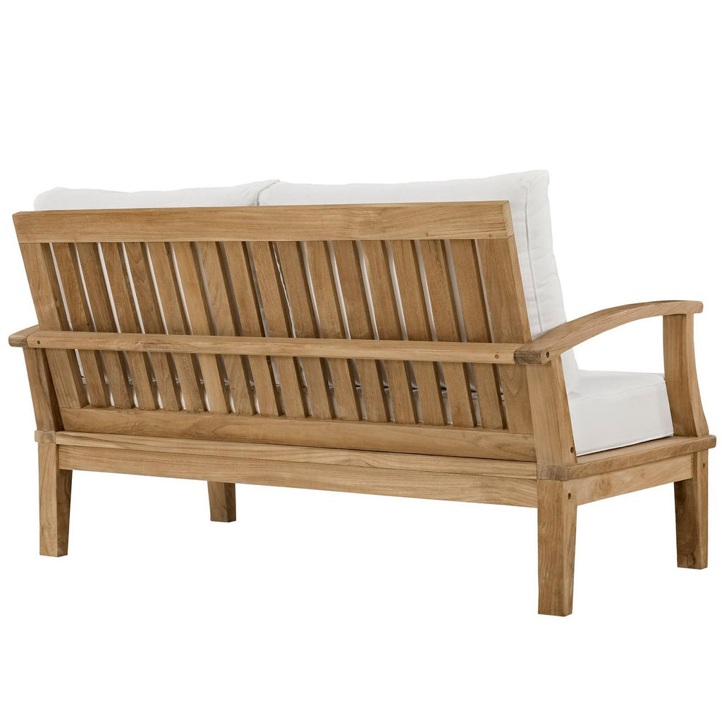 Marina 5 Piece Outdoor Patio Teak Set by Modway - Natural Gray / Natural Navy / Natural White (EEI-1472)