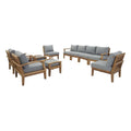 Marina 10 Piece Outdoor Patio Teak Set by Modway - Natural Gray / Natural Navy / Natural White (EEI-1489)