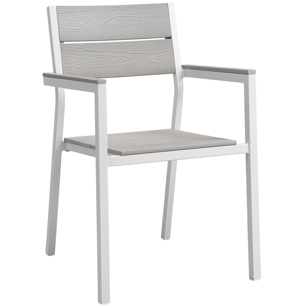 Maine 7 Piece Outdoor Patio Dining Set by Modway - White Light Gray