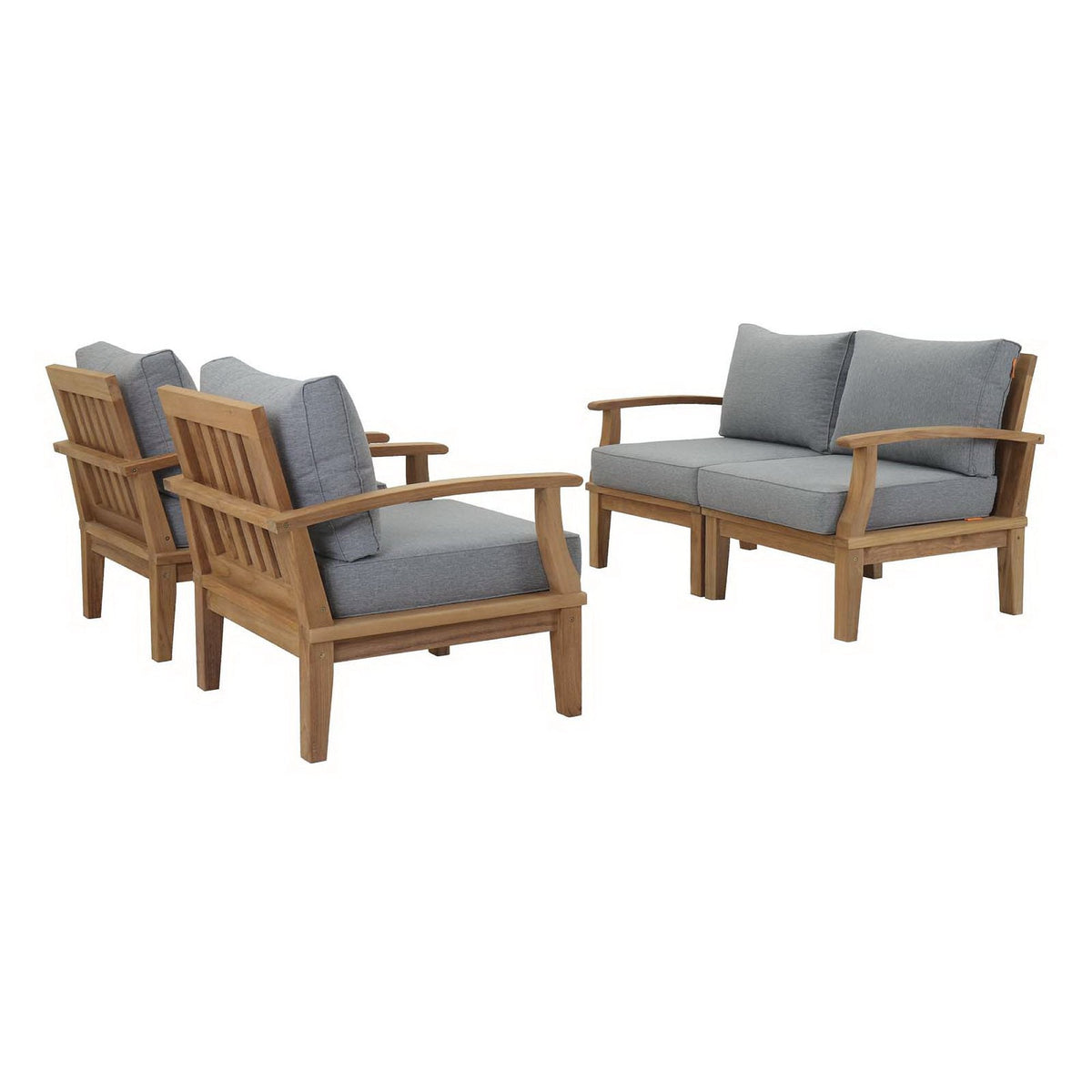 Marina 4 Piece Outdoor Patio Teak Set by Modway - Natural Gray / Natural Navy / Natural White (EEI-1818)