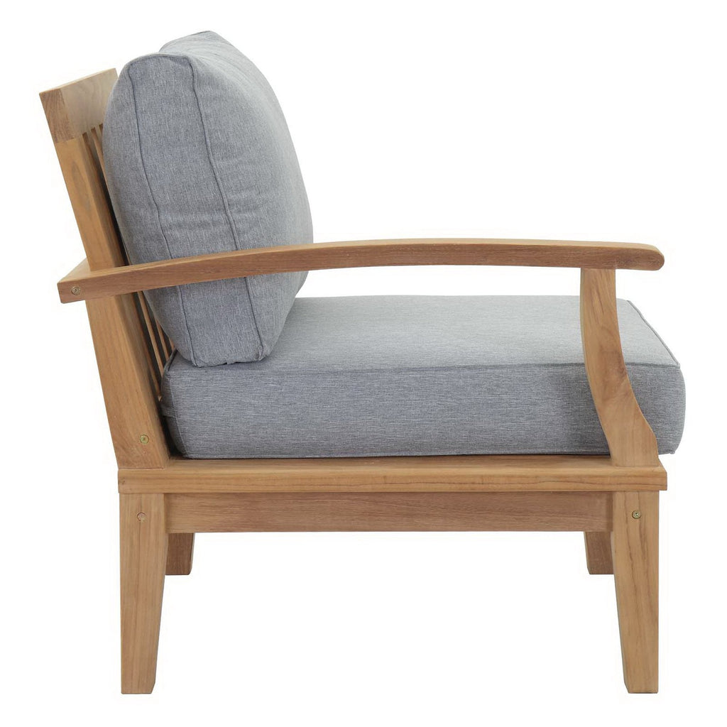 Marina 4 Piece Outdoor Patio Teak Set by Modway - Natural Gray / Natural Navy / Natural White (EEI-1818)
