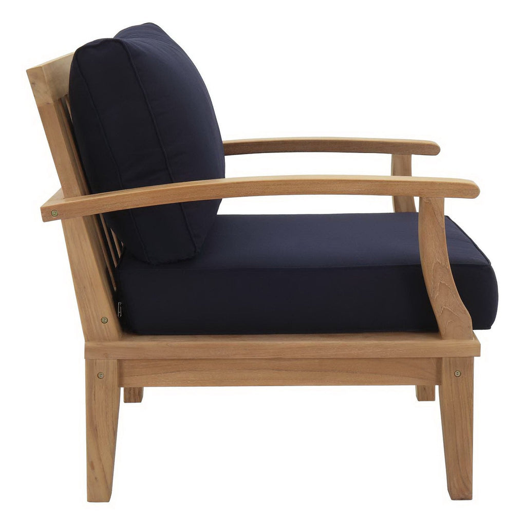 Marina 4 Piece Outdoor Patio Teak Set by Modway - Natural Gray / Natural Navy / Natural White (EEI-1818)