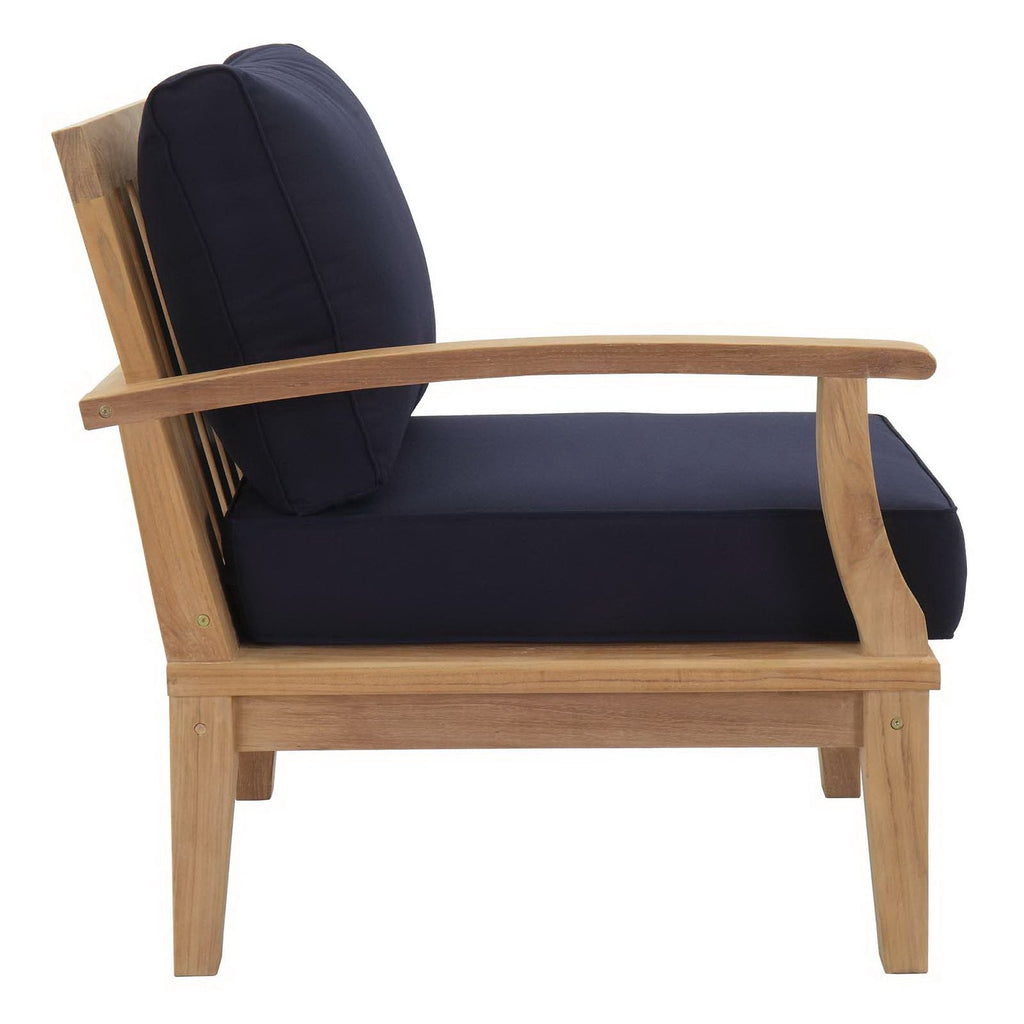 Marina 4 Piece Outdoor Patio Teak Set by Modway - Natural Gray / Natural Navy / Natural White (EEI-1818)