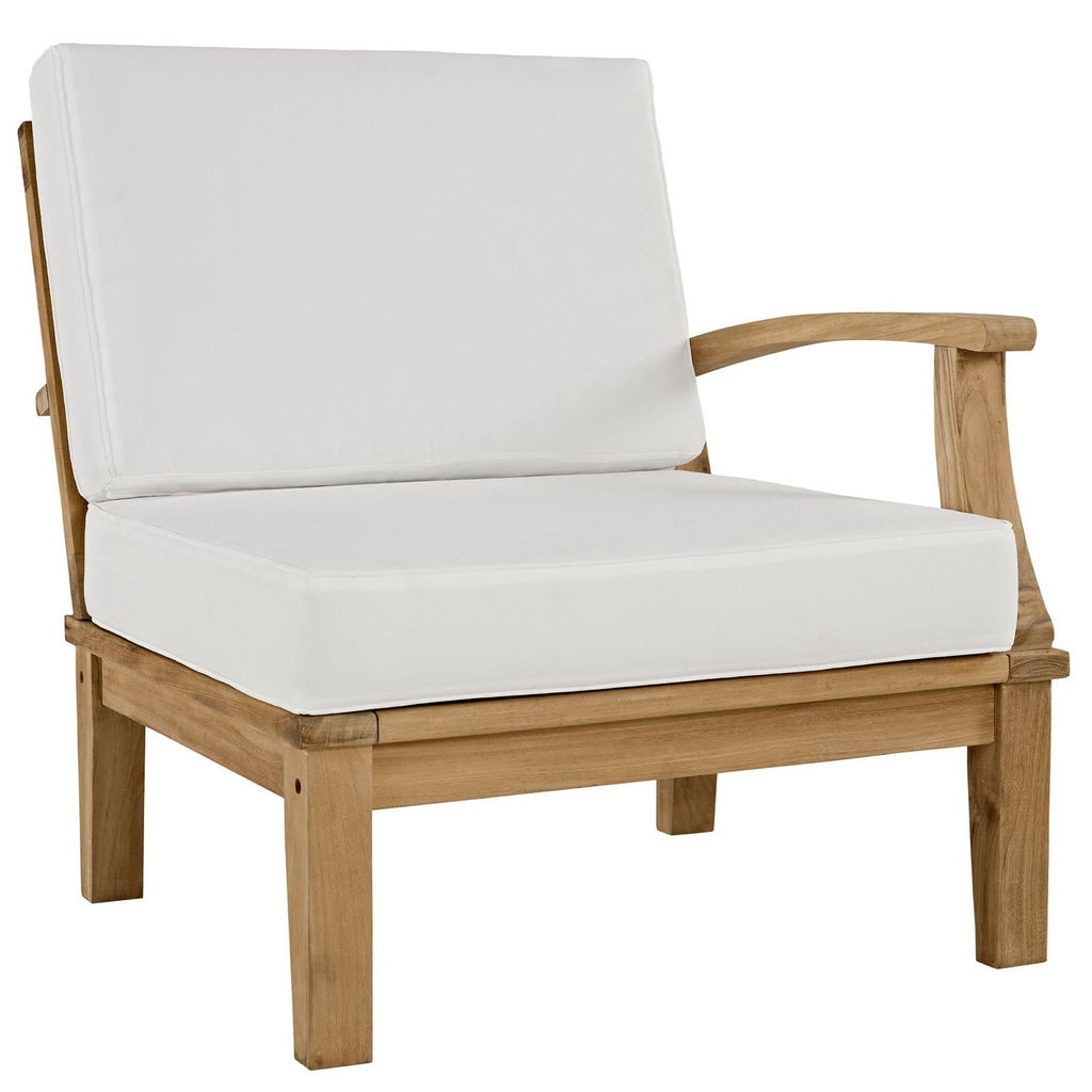 Marina 4 Piece Outdoor Patio Teak Set by Modway - Natural Gray / Natural Navy / Natural White (EEI-1818)