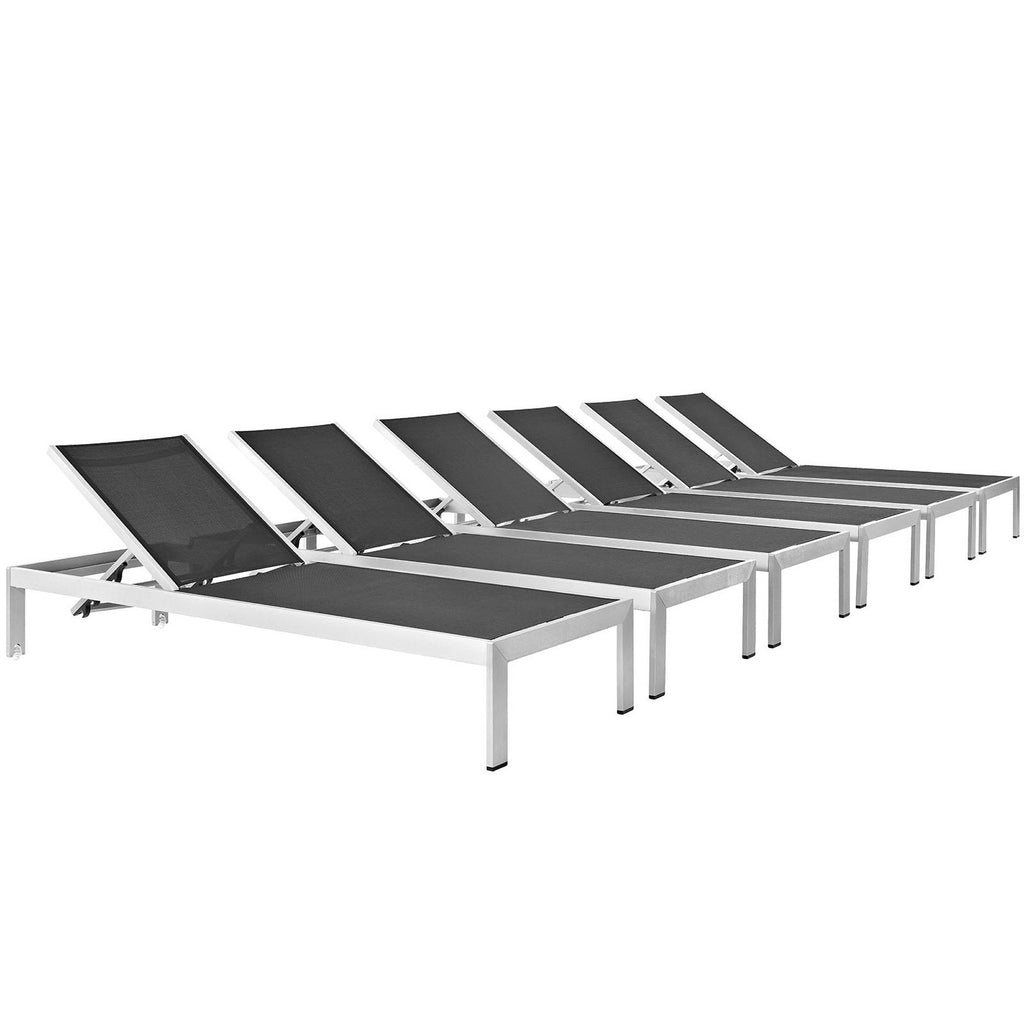 Shore Outdoor Patio Aluminum Chaise Set of 6 by Modway - EEI-2474