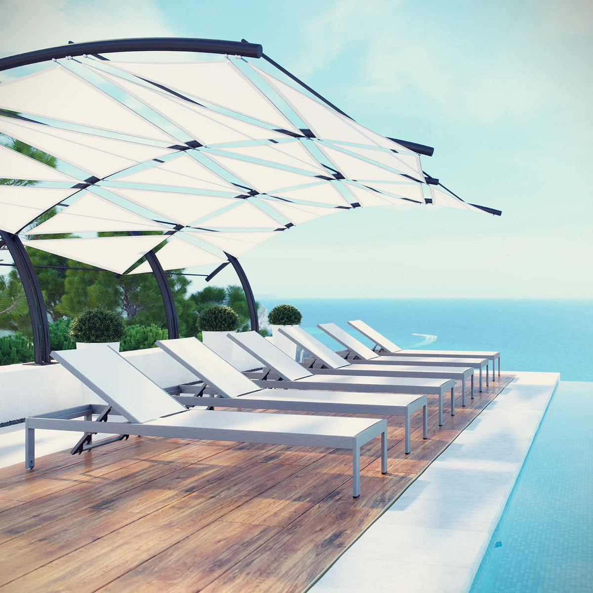Shore Outdoor Patio Aluminum Chaise Set of 6 by Modway - EEI-2474